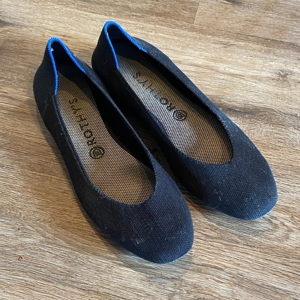 Black round toe Rothy’s ballet flats 9.5 shoes